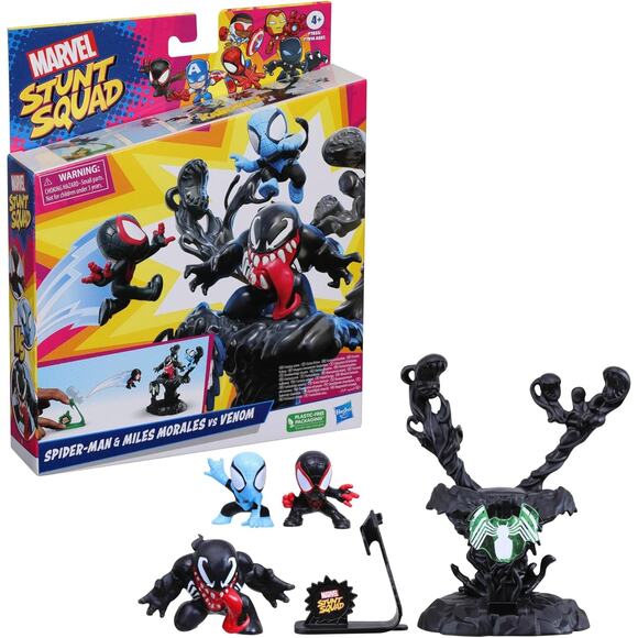 Marvel Stunt Squad Villain Knockdown PlaysetSpiderman Miles Morales vs Venom NWT - Picture 3 of 4